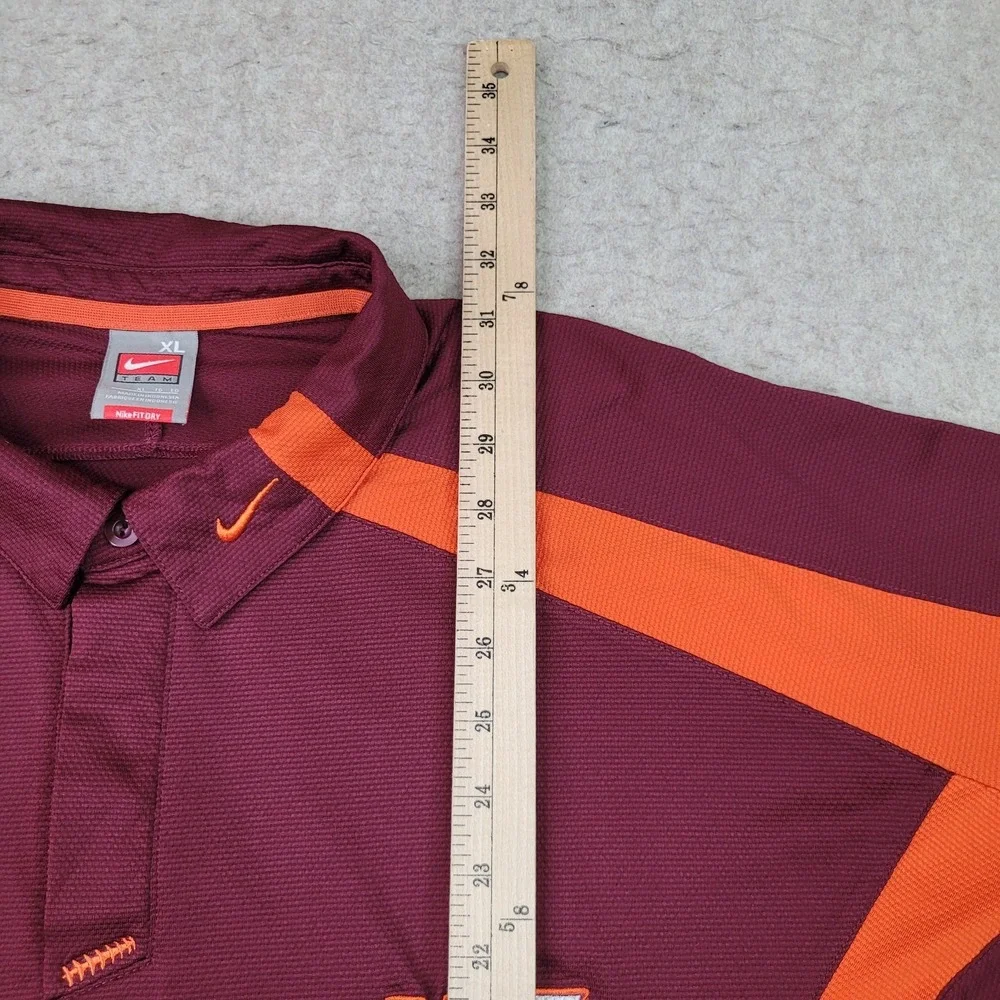 Nike Virginia Tech Hokies Polo Shirt Men XL Red Orange Short Sleeve Vintage NCAA